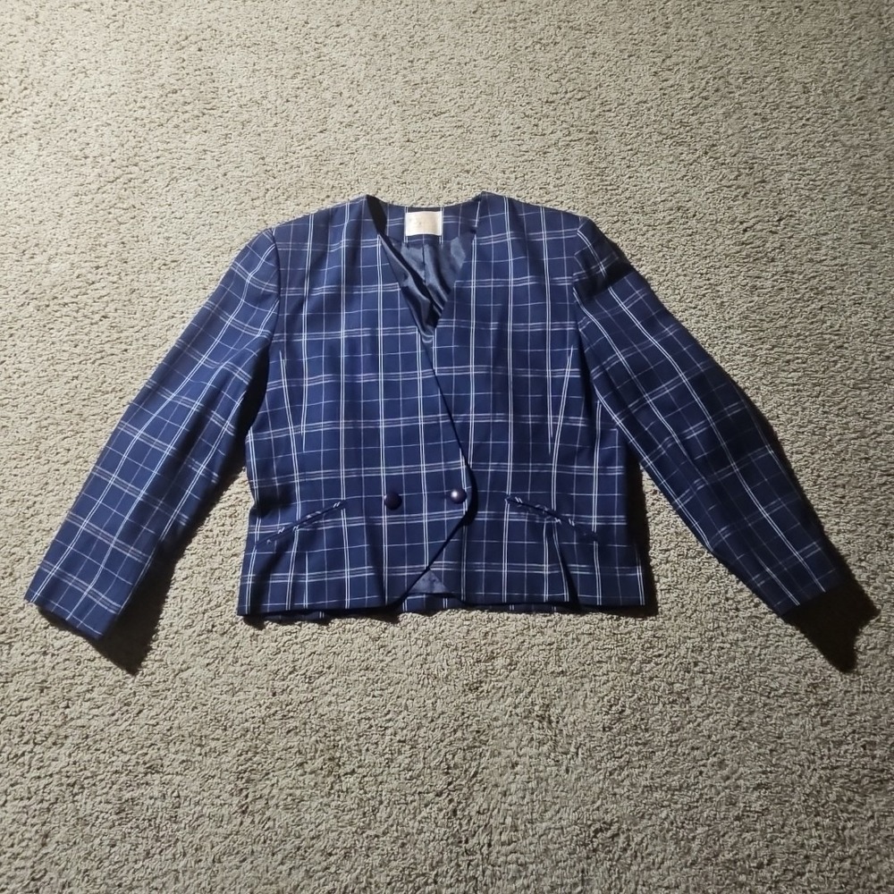 Country Sophisticates Pendleton Blazer Womens XL‎ 16 Blue Plaid Jacket See Meas
